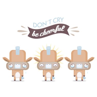 Çizgi film at karakteri ile komik poster. Vektör toplama.