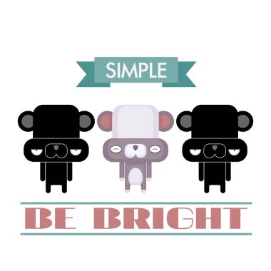 Çizgi film panda karakteri ile komik poster. Vektör toplama.