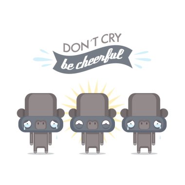 Çizgi film gorilly karakteri ile Komik poster. Vektör toplama.