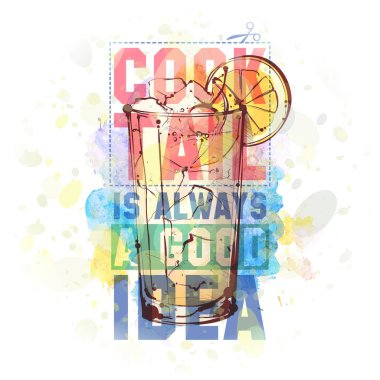 kokteyl el çekilmiş resmi. vektör toplama.