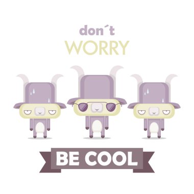 Çizgi film keçisi karakteri ile komik poster. Vektör toplama.