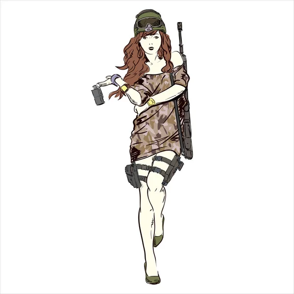 Military girl. Vector collection. — Stock Vector