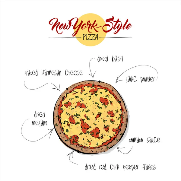 Handgezeichnete Illustration Der Pizza Vektorillustration — Stockvektor