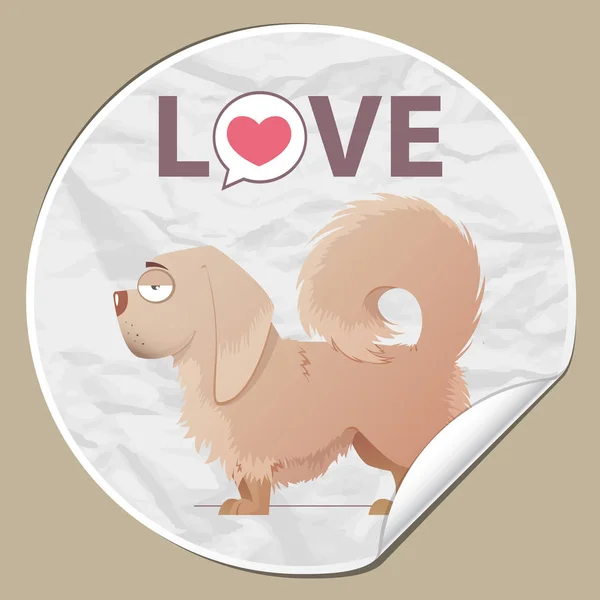 Sticker met grappige cartoon Doggy karakter. Vector illustratie. — Stockvector