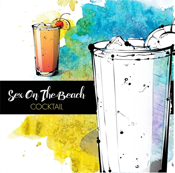 kokteyl el çekilmiş resmi. vektör toplama.