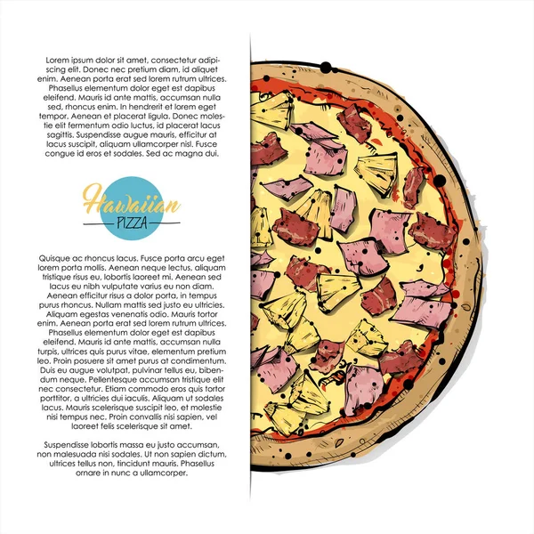 Ilustración Dibujada Mano Pizza Lugar Para Mensaje Colección Vectorial — Vector de stock