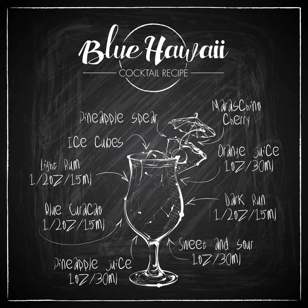 Hand Drawn Cocktail Illustration Chalkboard Background Vector Collection — Stock Vector