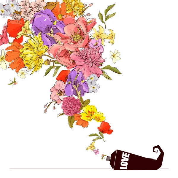 Abstrakte Vektorillustration von Röhre und Blumen. — Stockvektor