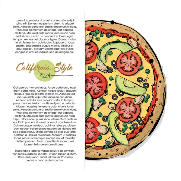 Handgezeichnete Illustration Der Pizza Platz Für Ihren Text Vektorsammlung — Stockvektor