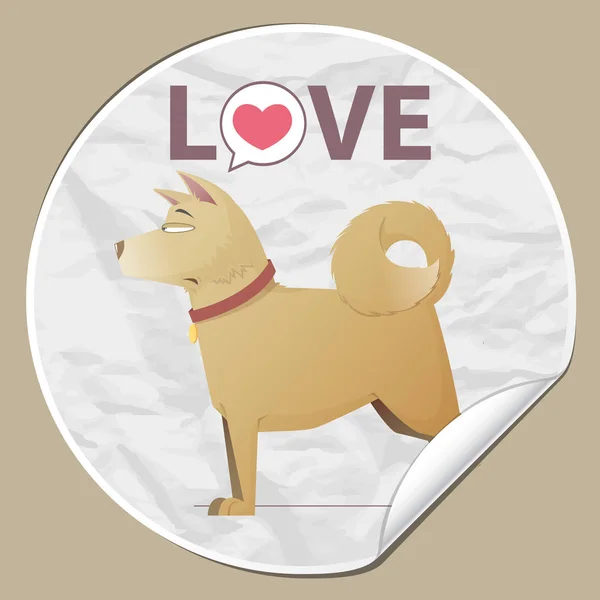 Sticker met grappige cartoon Doggy karakter. Vector illustratie. — Stockvector