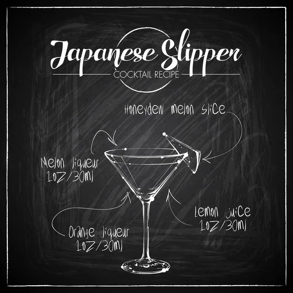 Bir tebeşir tahtası arka plan üzerinde el çizilmiş kokteyl illüstrasyon. Vektör toplama.