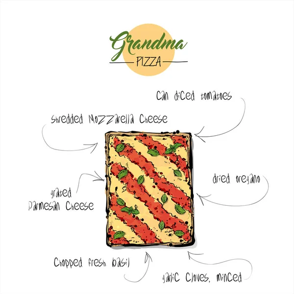 Ilustración Dibujada Mano Pizza Ilustración Vectorial — Vector de stock