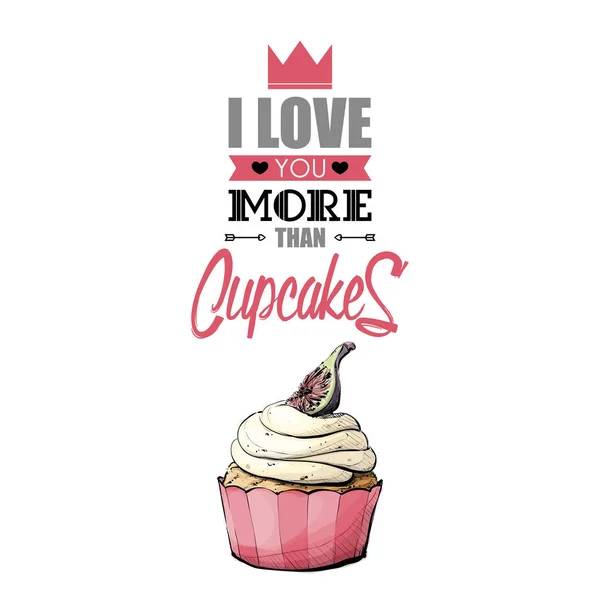 Metin ve cupcake ile romantik tebrik kartı. — Stok Vektör