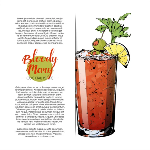 Hand getrokken illustratie van de cocktail. vector collectie. — Stockvector