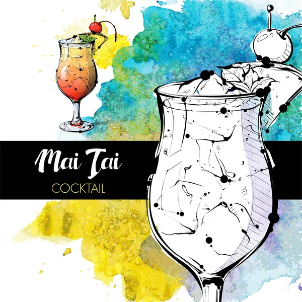 kokteyl el çekilmiş resmi. vektör toplama.