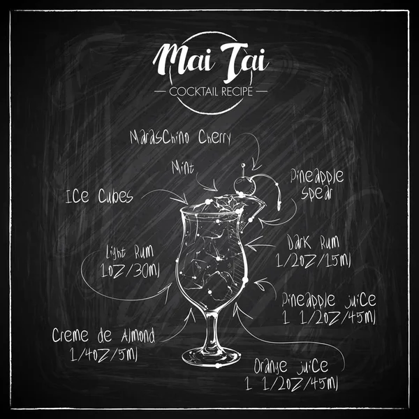 Bir tebeşir tahtası arka plan üzerinde el çizilmiş kokteyl illüstrasyon. Vektör toplama.