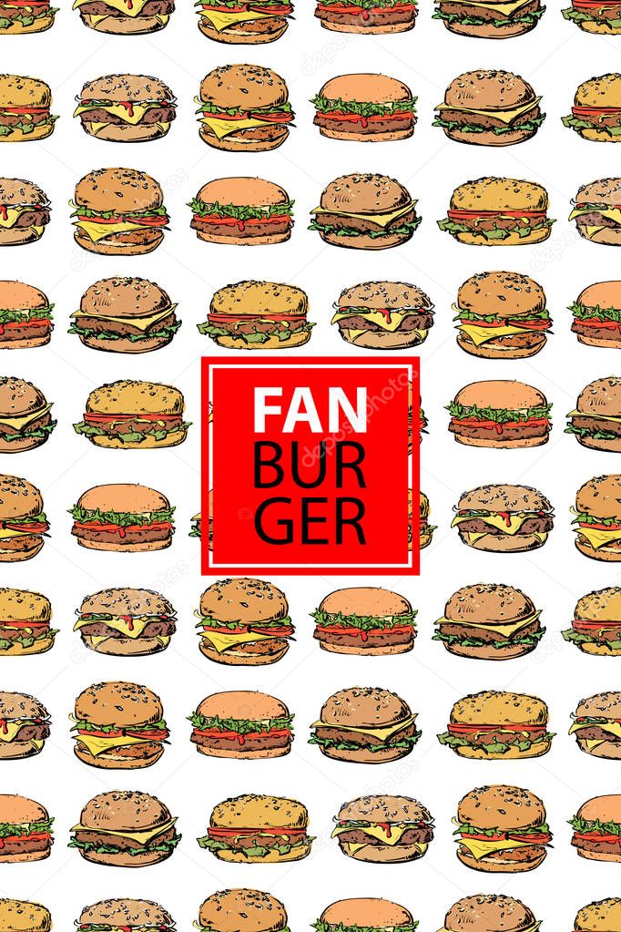 Vector banner with burgers. 