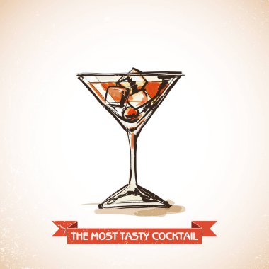 kokteyl el çekilmiş resmi. vektör toplama.