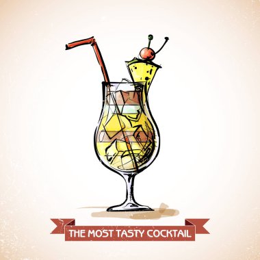 kokteyl el çekilmiş resmi. vektör toplama.