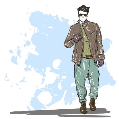 Çizim tarzında şık bir çocuk el çizim. Vektör illustrati