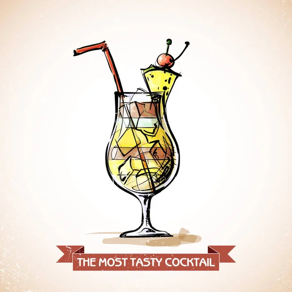 Hand drawn illustration of cocktail. Vector collection. — Stock Vector