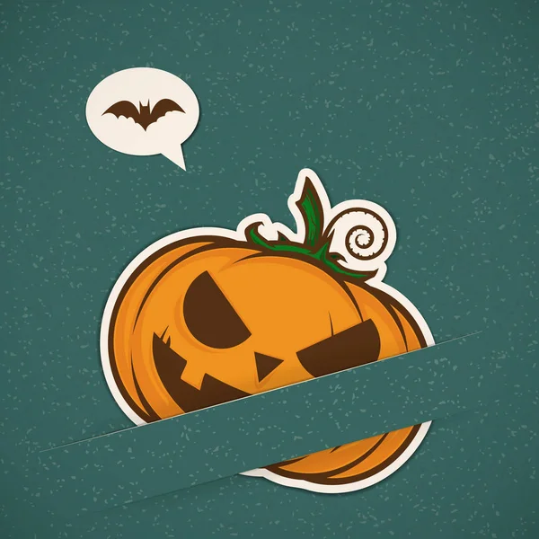 Paper cartoon pumpkin applique vector card. — Stock Vector