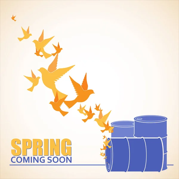 Abstract vector illustration of barrels  and birds. — ストックベクタ