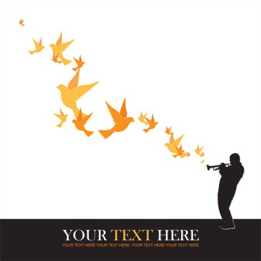 Saksafoncu ve kuşların soyut vektör çizimi 