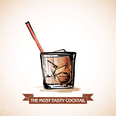 kokteyl el çekilmiş resmi. vektör toplama.