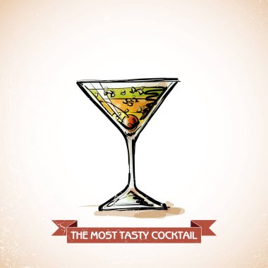 kokteyl el çekilmiş resmi. vektör toplama.