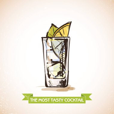 kokteyl el çekilmiş resmi. vektör toplama.