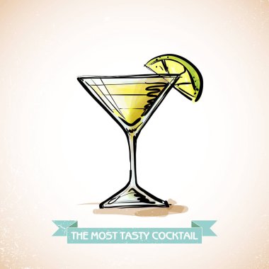 kokteyl el çekilmiş resmi. vektör toplama.