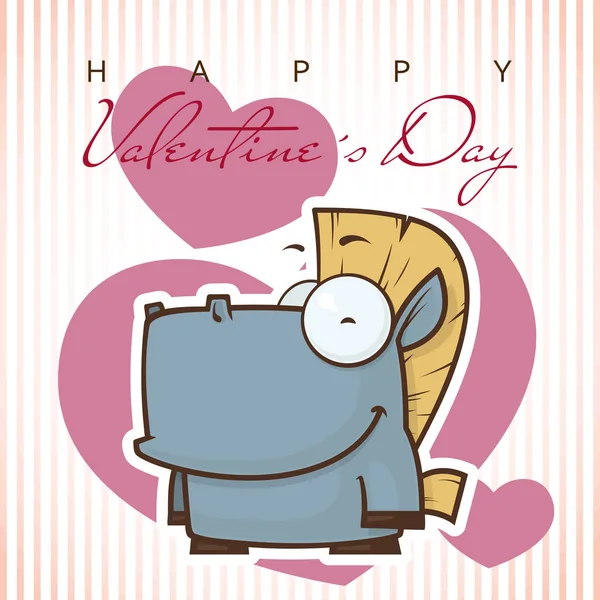 Valentinstag-Grußkarte mit Zeichentrickfigur. — Stockvektor