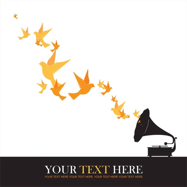 Illustration Vectorielle Abstraite Gramophone Des Oiseaux — Image vectorielle