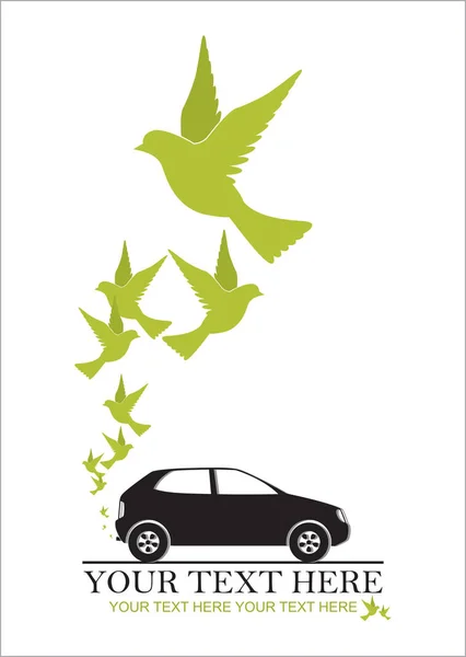 Ilustración Abstracta Vectores Automóviles Aves — Vector de stock