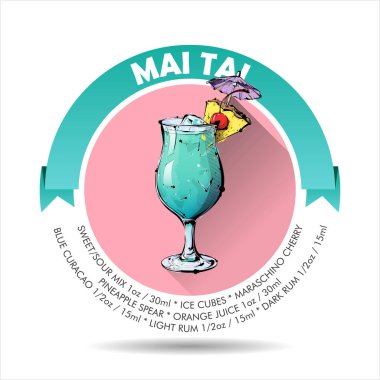 Kokteyl vektör simgesi + tarifi. Koleksiyon.