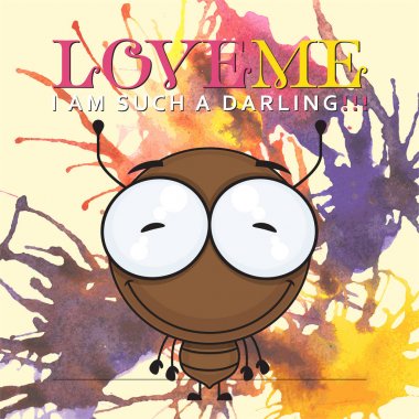 Çizgi film karınca karakteri ile Vektör Valentine ́s gün kartı.