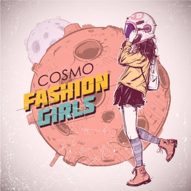 Uzay modası illüstrasyon. Vektör toplama.