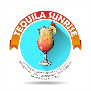 Kokteyl vektör simgesi + tarifi. Koleksiyon.