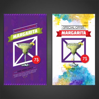 Kokteyl posteri. Suluboya + çizim stili.
