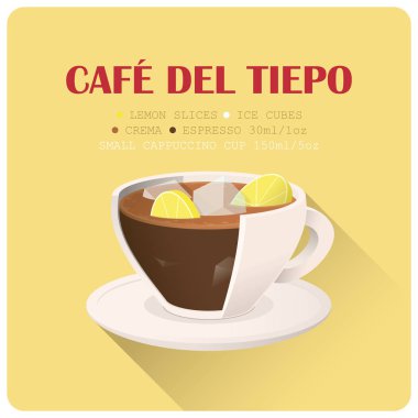 Tarifi ile kahve fincanı simgesi. Vektör çizimi.