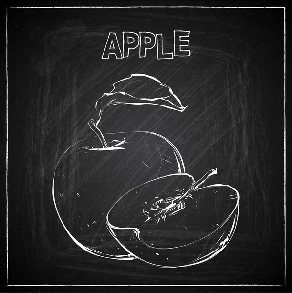 Desenho de mão de maçã em um quadro-negro. Colecção vetorial . — Vetor de Stock