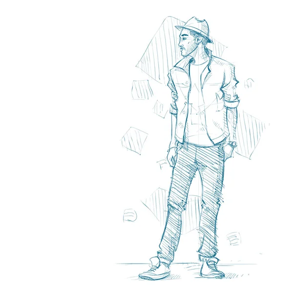 Snygg pojke på en grunge bakgrund. Vektor illustration. — Stock vektor