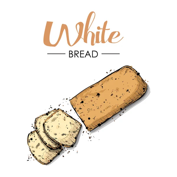 Dessin au pain blanc. Style croquis. Vecteur . — Image vectorielle
