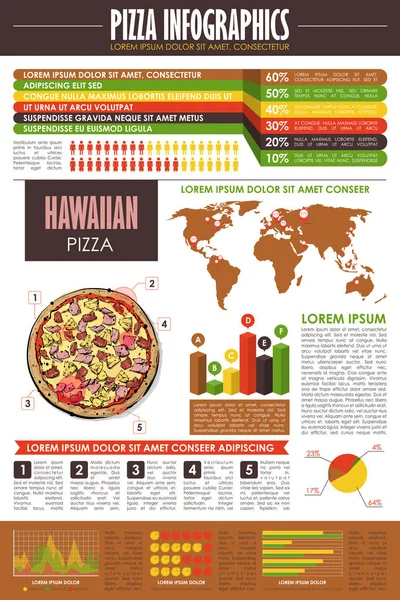 Pizza infographic collectie. Vector diagrammen en diagrammen Templat — Stockvector