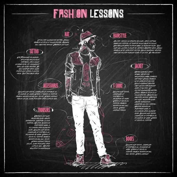 Fashion infographic on a chalkboard. Vector collection. — Stock Vector