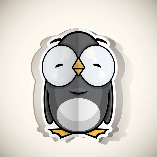 Cartoon pinguïn karakter uitgesneden uit papier. Vector collectie. — Stockvector