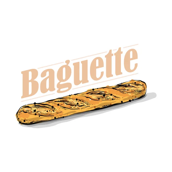 Baguette brood tekening. Schets stijl. Vector. — Stockvector