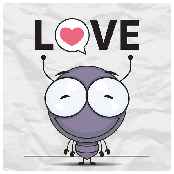 Cartão de dia do Vector Valentine com personagem de formiga dos desenhos animados . — Vetor de Stock