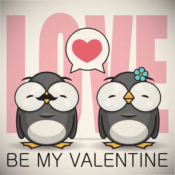Illustration romantique vectorielle avec des personnages de pingouin . — Image vectorielle